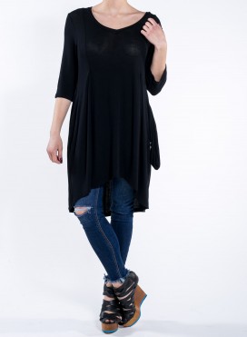 Μπλούζα Inverted Pleats 3/4 Μανίκι Τσέπη Τούλι