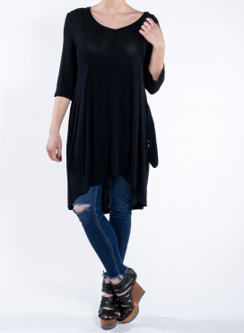 Blouse Inverted Pleats 3/4 Sleeves Pockets Touli