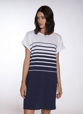 Dress Degrade Mariniere Shortsleeve Midi