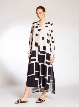 Dress Semizie Long Sleeves Otoshi Print 630902