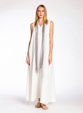 Dress V Pray Sleeveless Jaquard Silk/Cotton