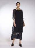 Φόρεμα Τετράγωνο Σιφόν/Μετάξι Black