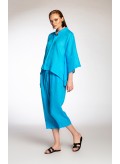 Shirt Mao Poncho Bir Linen Turquoise