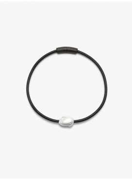 Lyséa necklace: leather, baroque pearl