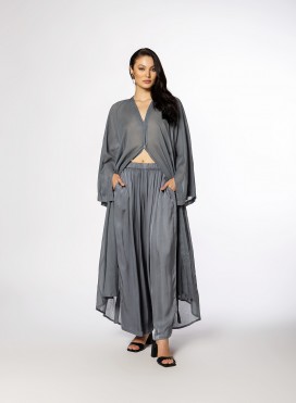 Dress Plain Extra Long Sleeves Voile