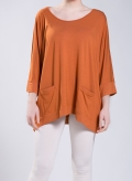 Blouse Cropped scoop pockets elastic