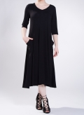 Dress Asymmetric 3/4 sleeves pockets elastic sized