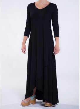 Dress Croise Hem 3/4 Sleeve Maxi Elastic
